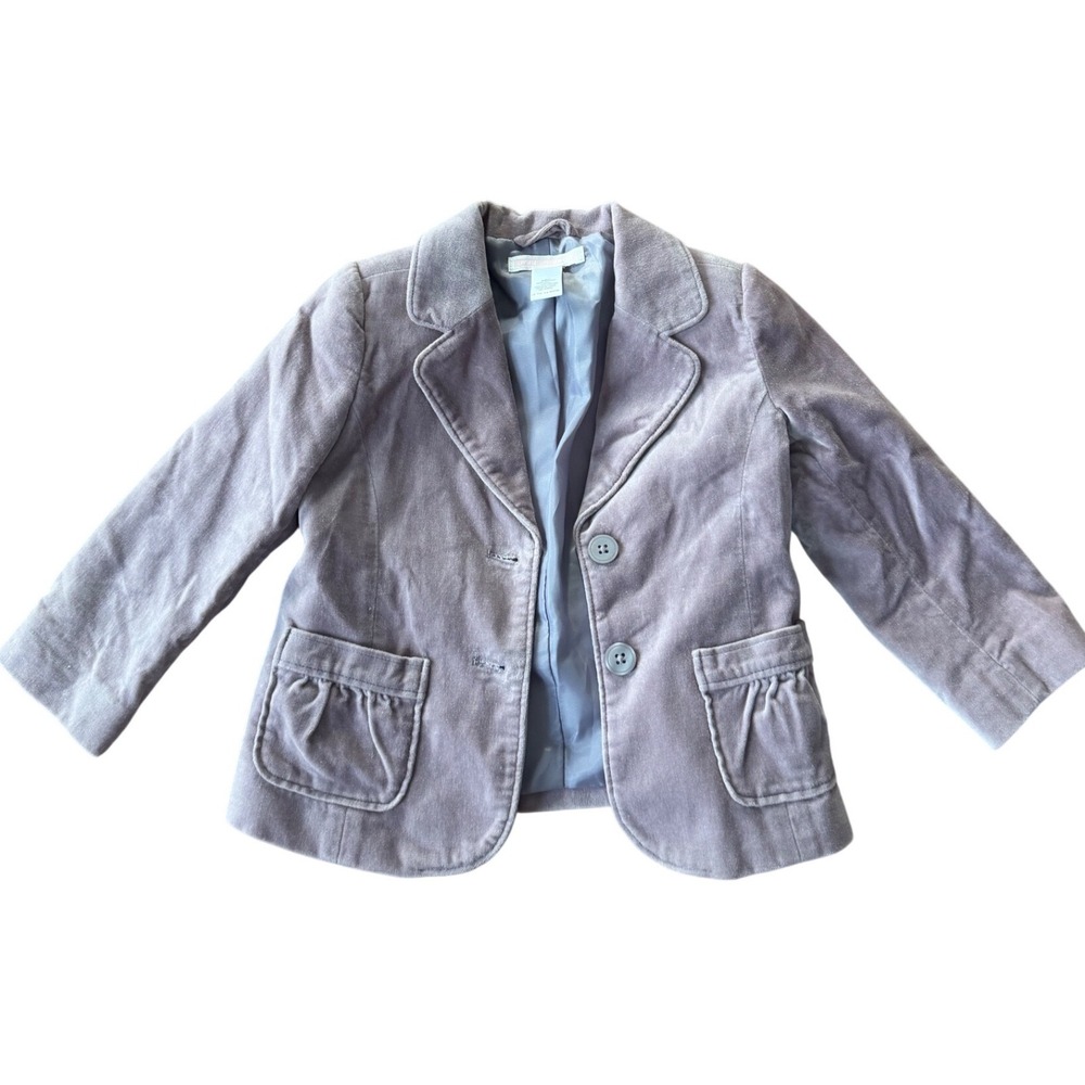 Janie and Jack Girls Lavender Velvet Blazer Jacket Ruffle Pockets‎ 12-24 Months